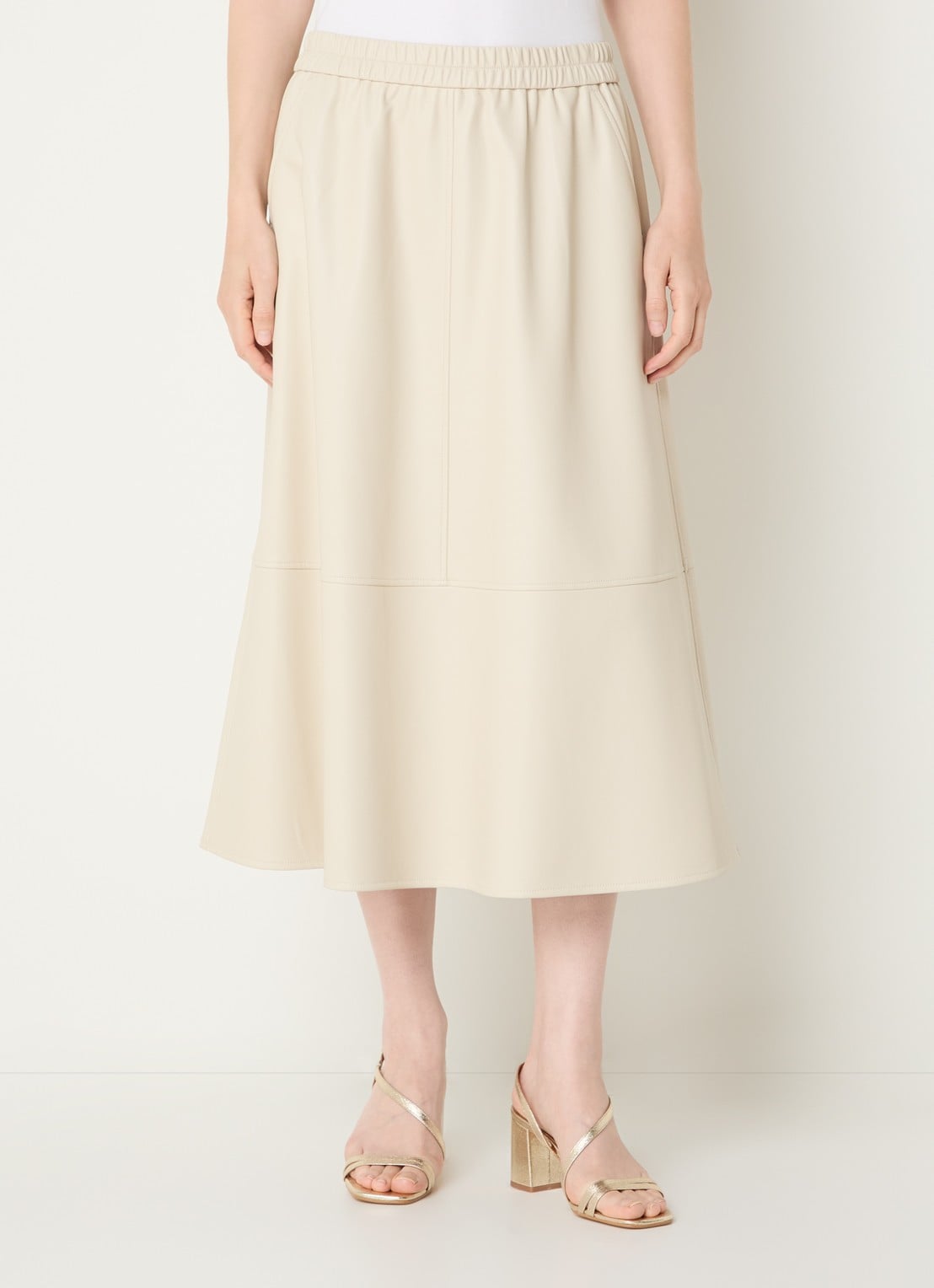 Expresso Midi rok van imitatieleer - detail 3 beige