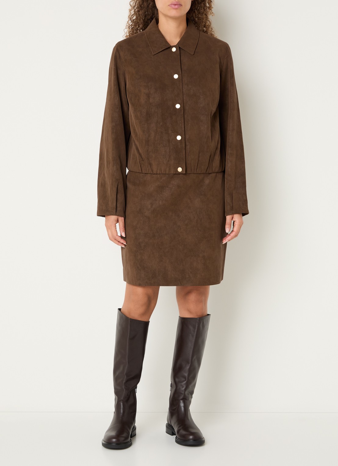 Expresso Mini rok van imitatiesuède - voorkant 3 bruin