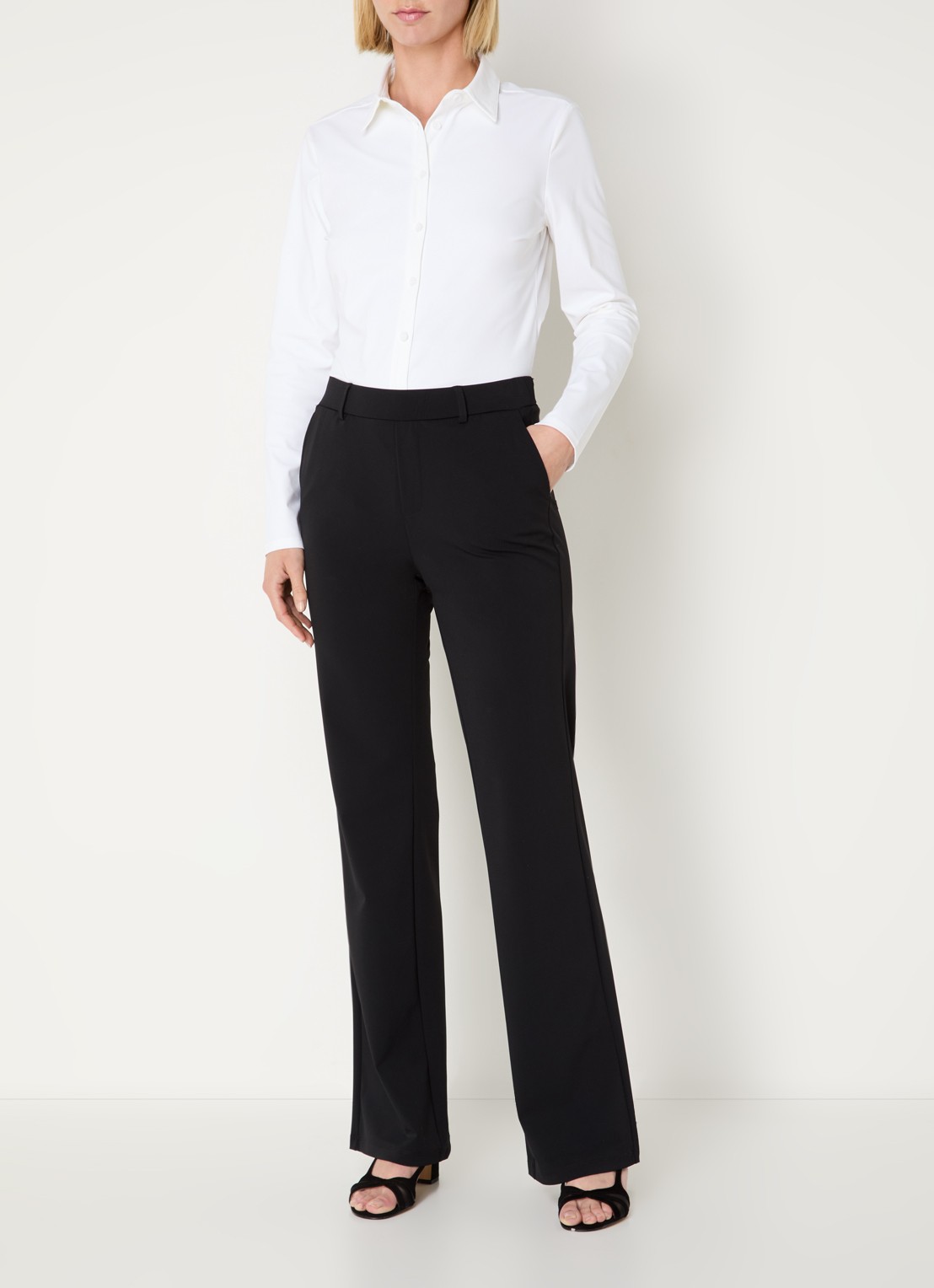Expresso Noos blouse van travelstof - voorkant 3 wit