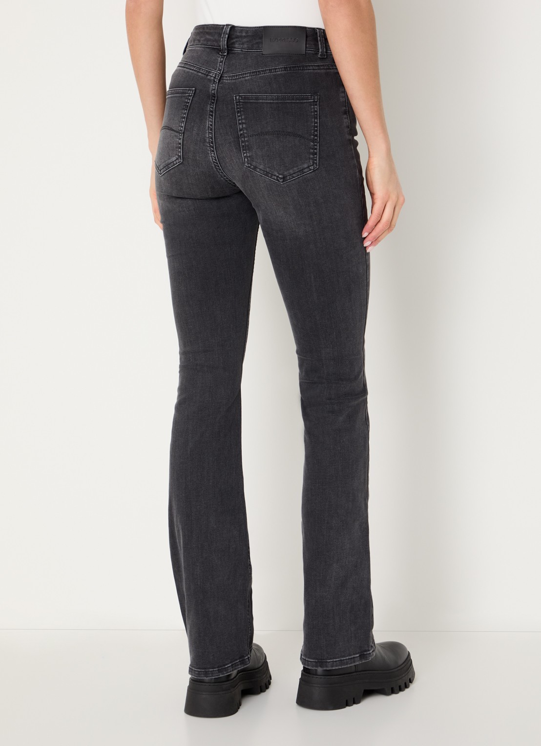 Expresso Noos mid waist flared jeans met gekleurde wassing - achterkant 5 donkergrijs