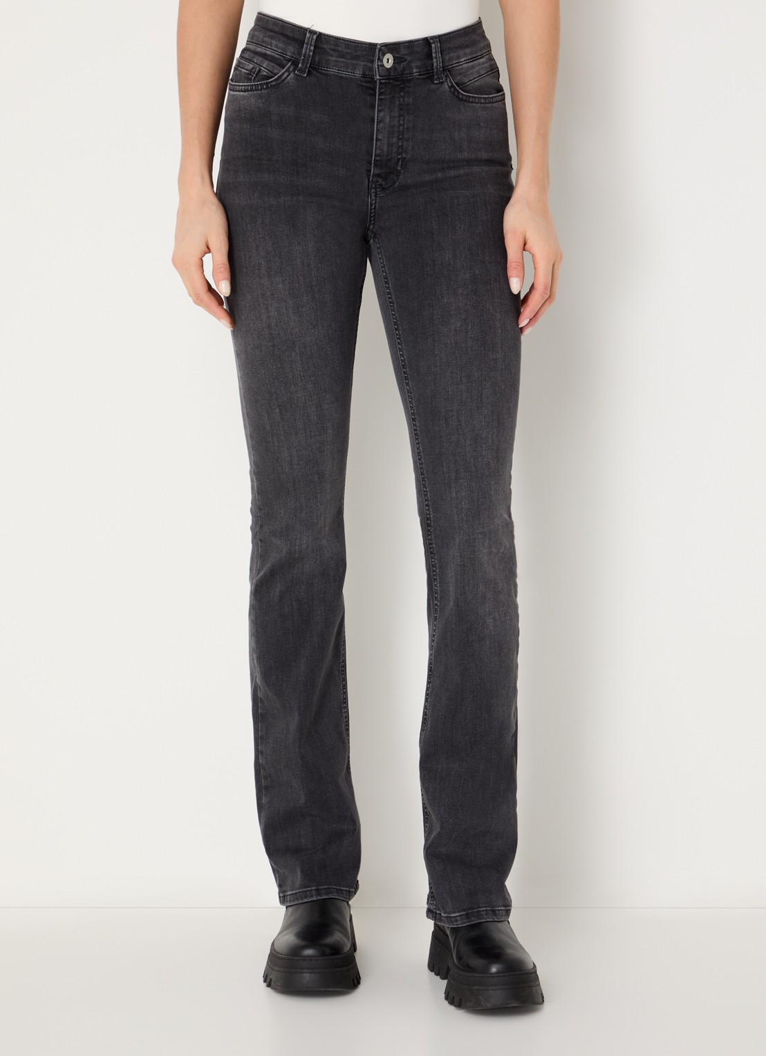 Expresso Noos mid waist flared jeans met gekleurde wassing - detail donkergrijs