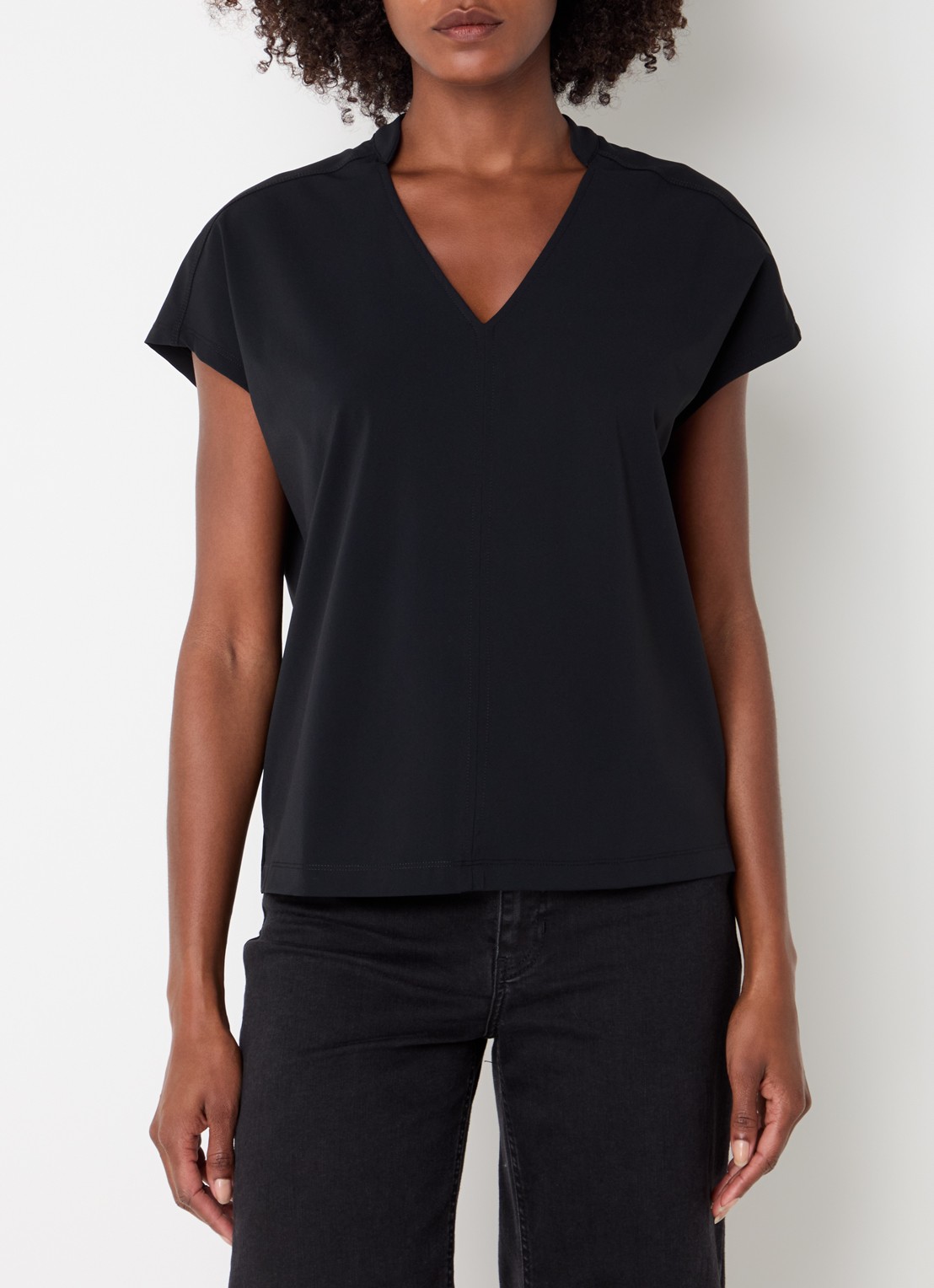 Expresso Noos T-shirt met V-hals - detail 3 zwart