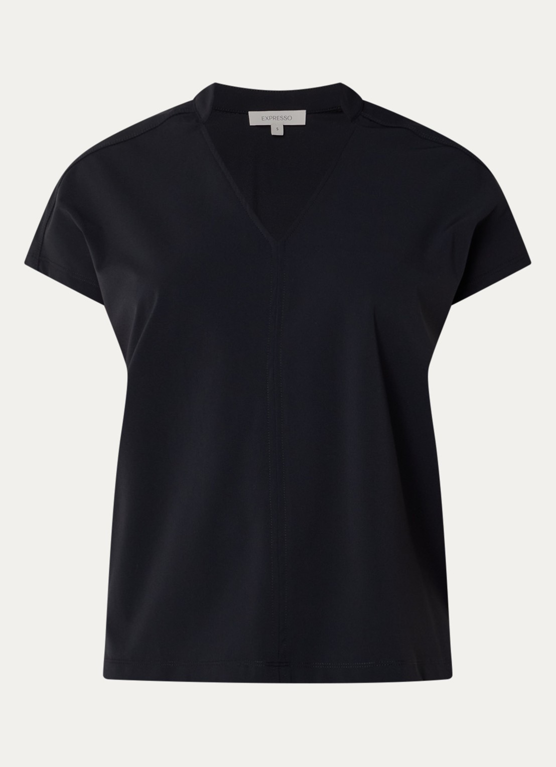 Expresso Noos T-shirt met V-hals - voorkant zwart
