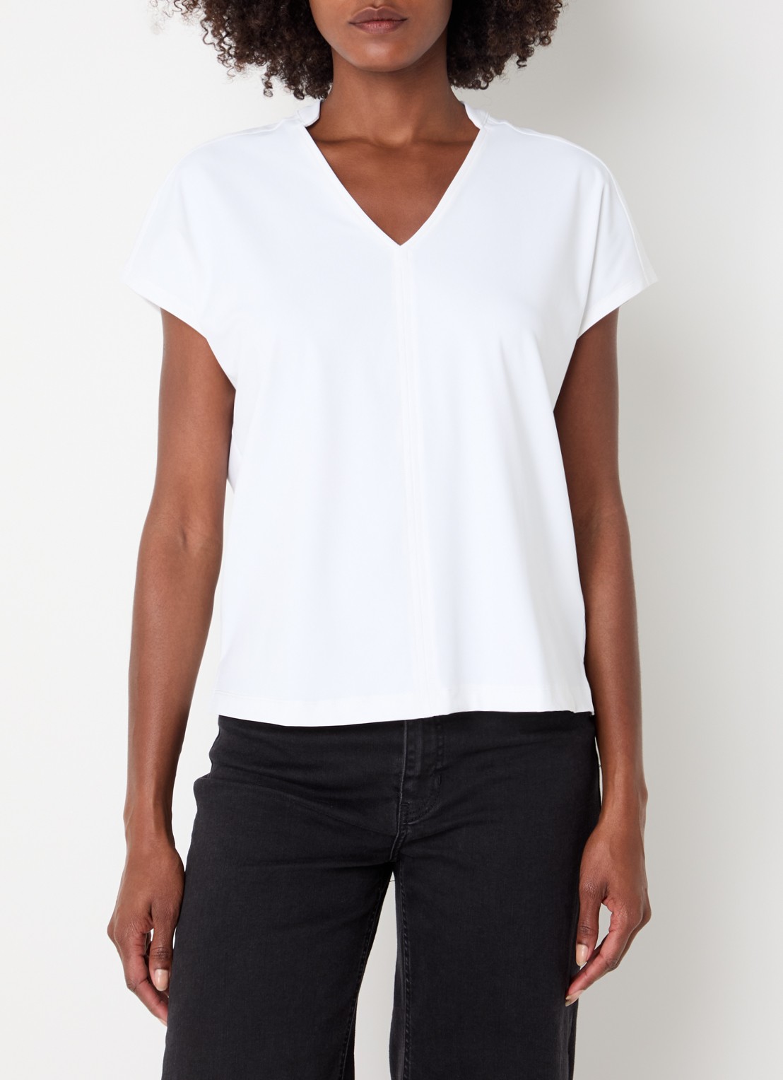 Expresso Noos T-shirt met V-hals - detail wit