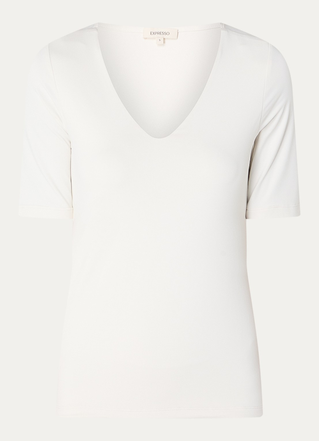 Expresso Noos T-shirt met V-hals - voorkant 3 vanillegeel