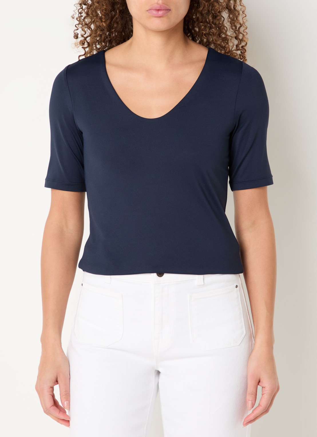 Expresso Noos T-shirt met V-hals - detail donkerblauw