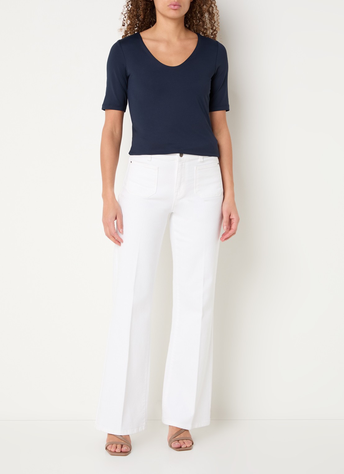 Expresso Noos T-shirt met V-hals - voorkant 3 donkerblauw
