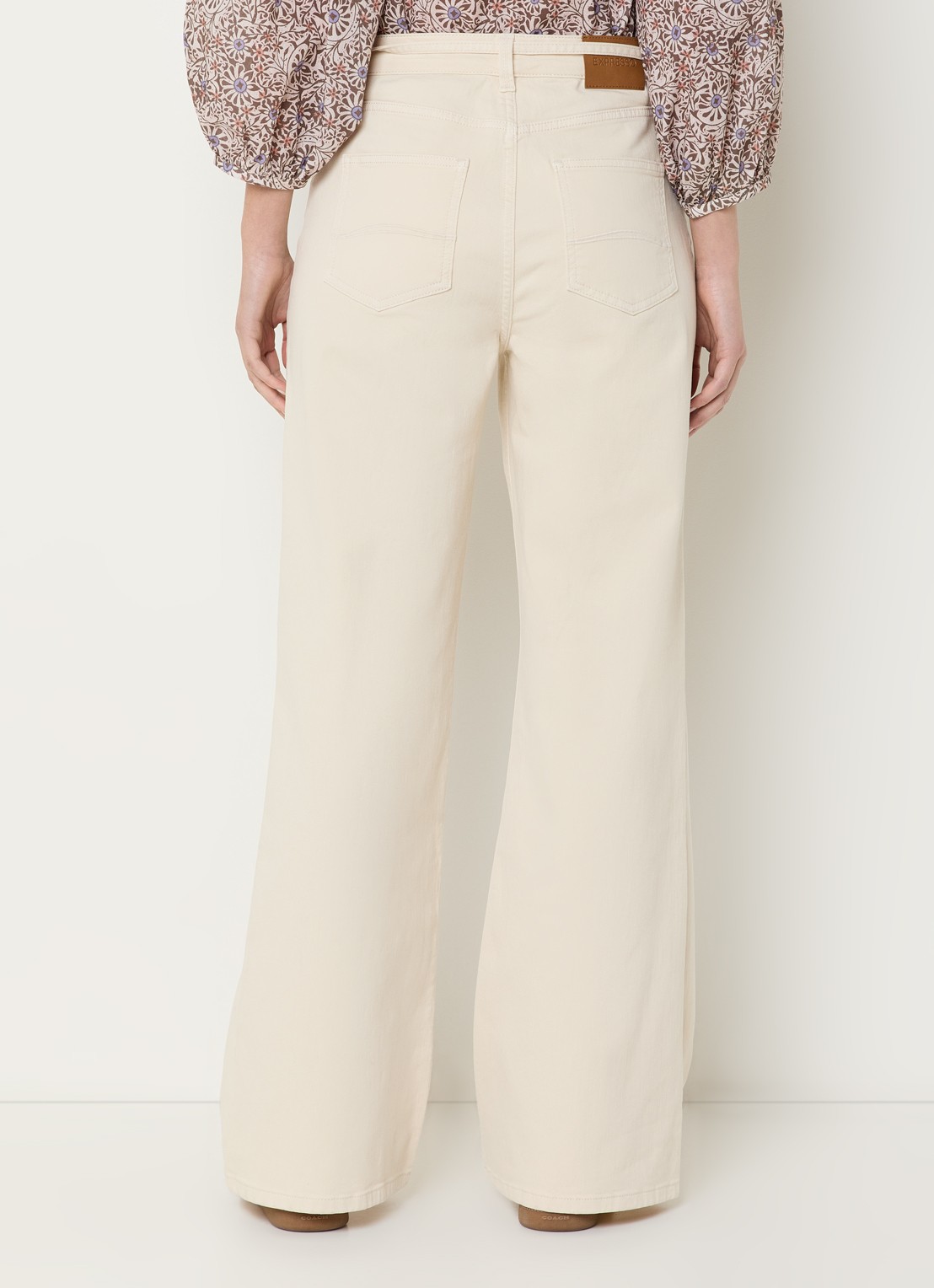 Expresso Paris mid waist wide leg jeans met gekleurde wassing - achterkant 5 beige