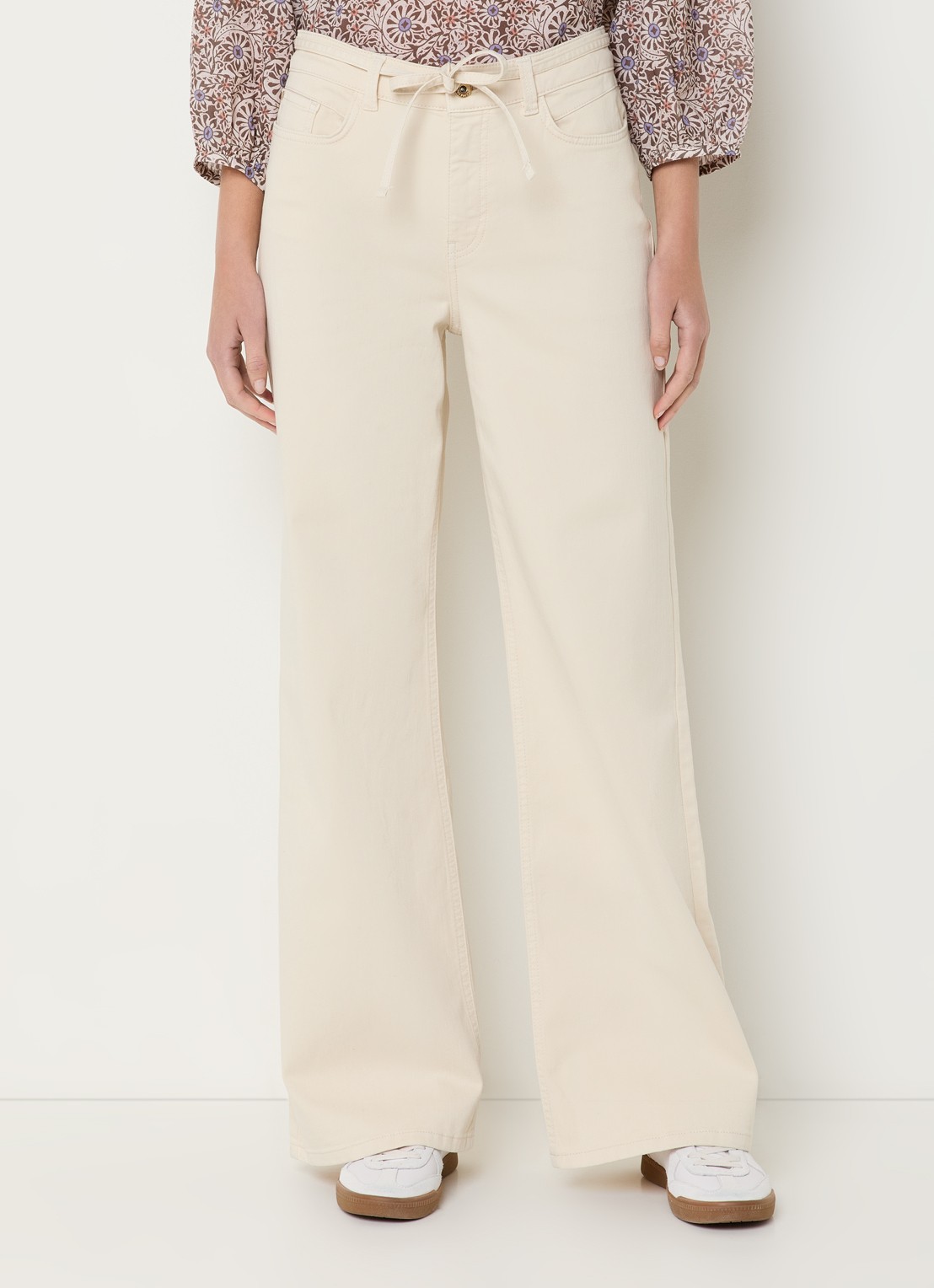 Expresso Paris mid waist wide leg jeans met gekleurde wassing - detail 3 beige