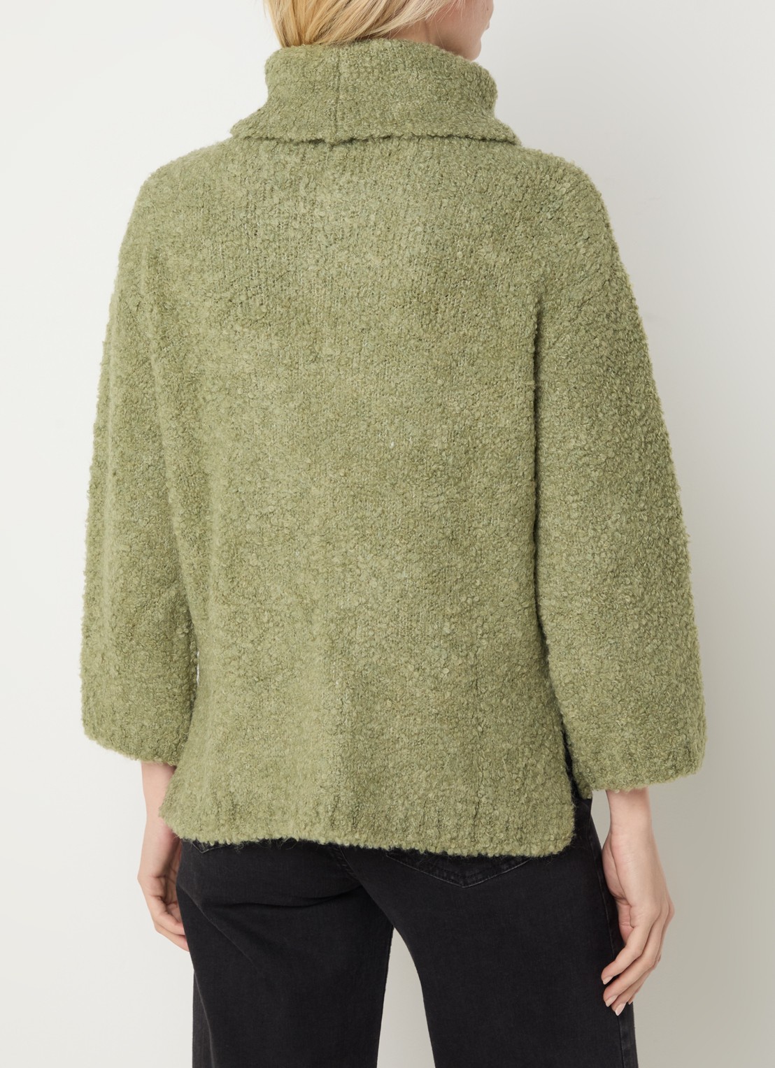 Expresso Pullover in wolblend met col - achterkant 4 lichtgroen