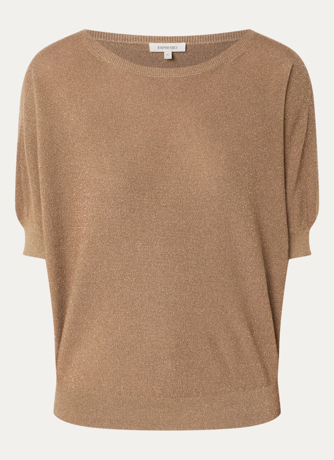 Expresso Pullover met lurex en boothals - voorkant roestbruin