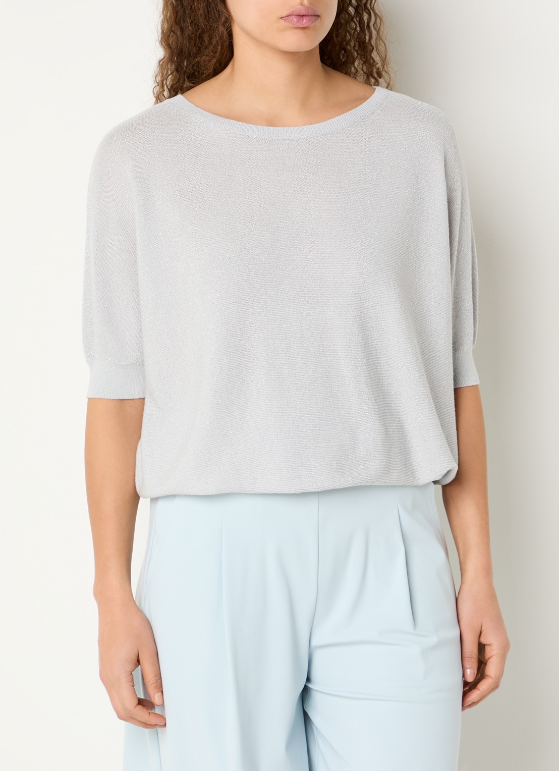 Expresso Pullover met lurex en boothals - detail 4 grijsmele