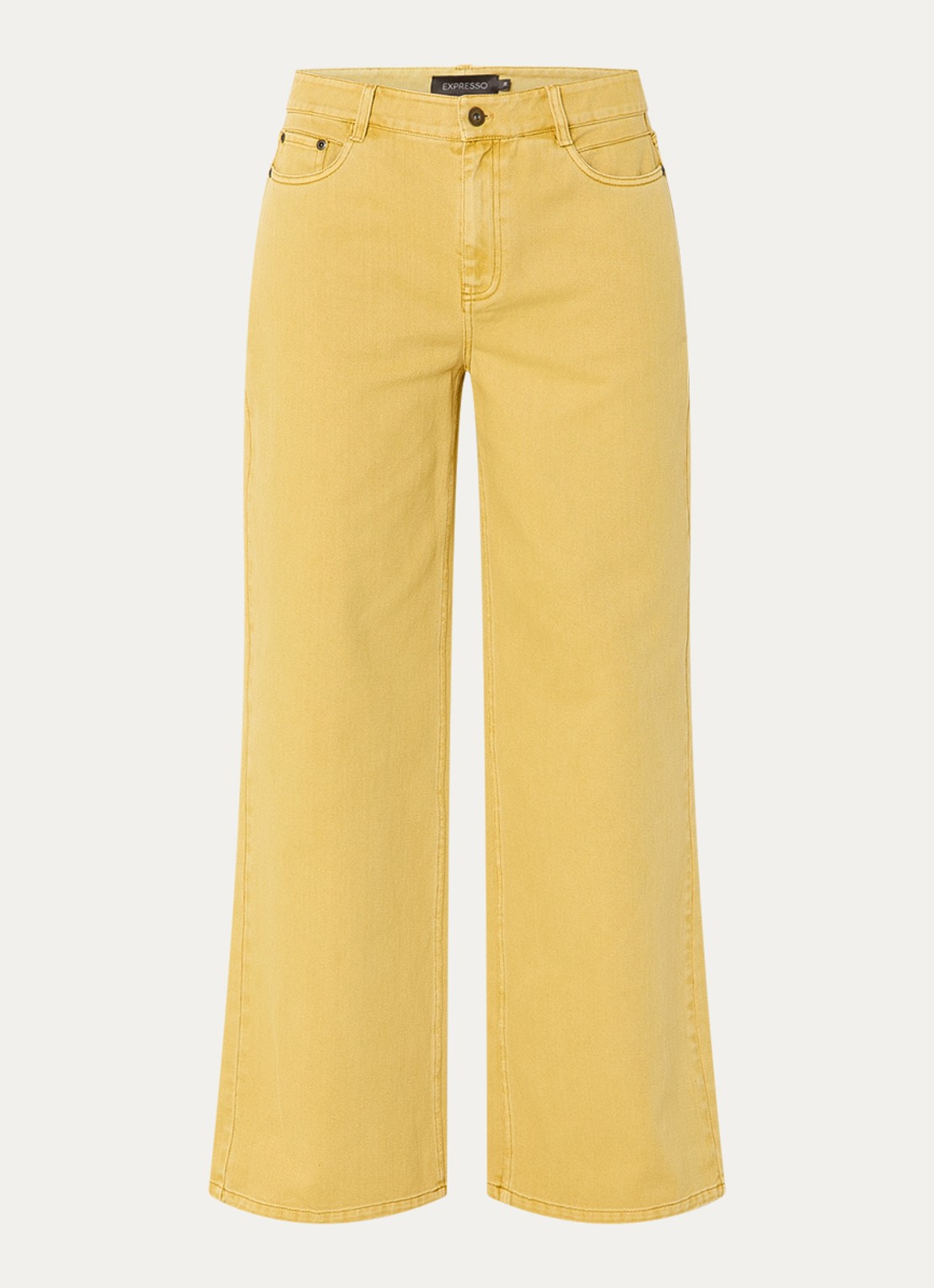Expresso Rome high waist wide leg jeans met gekleurde wassing - voorkant 4 okergeel