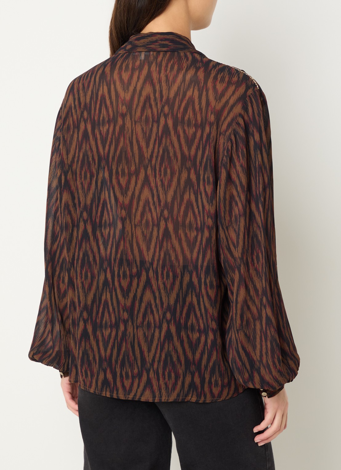 Expresso Semi-transparante blouse met grafische print - achterkant 2 bruin