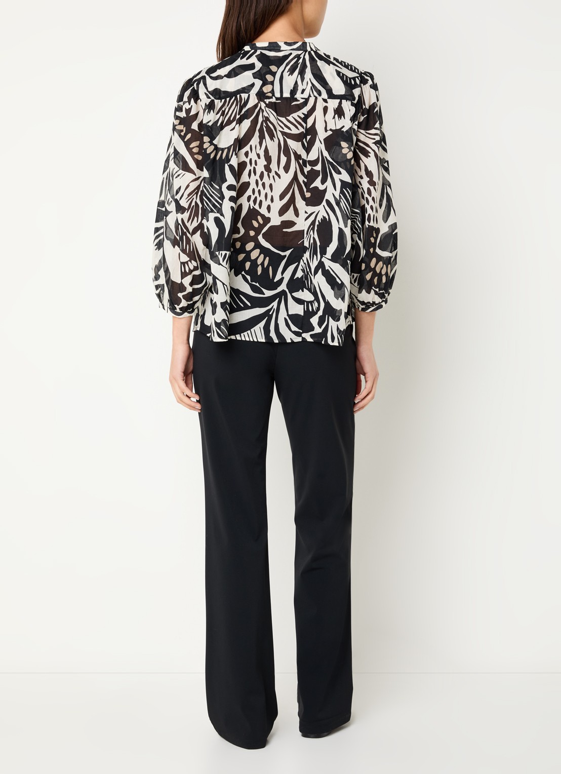 Expresso Semi-transparante blouse met print - achterkant zwart