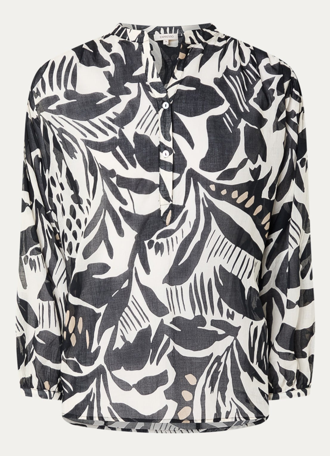 Expresso Semi-transparante blouse met print - voorkant 2 zwart
