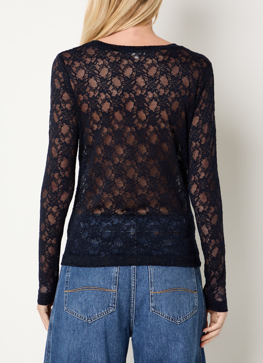 Expresso Semi-transparante top van kant - achterkant 4 donkerblauw