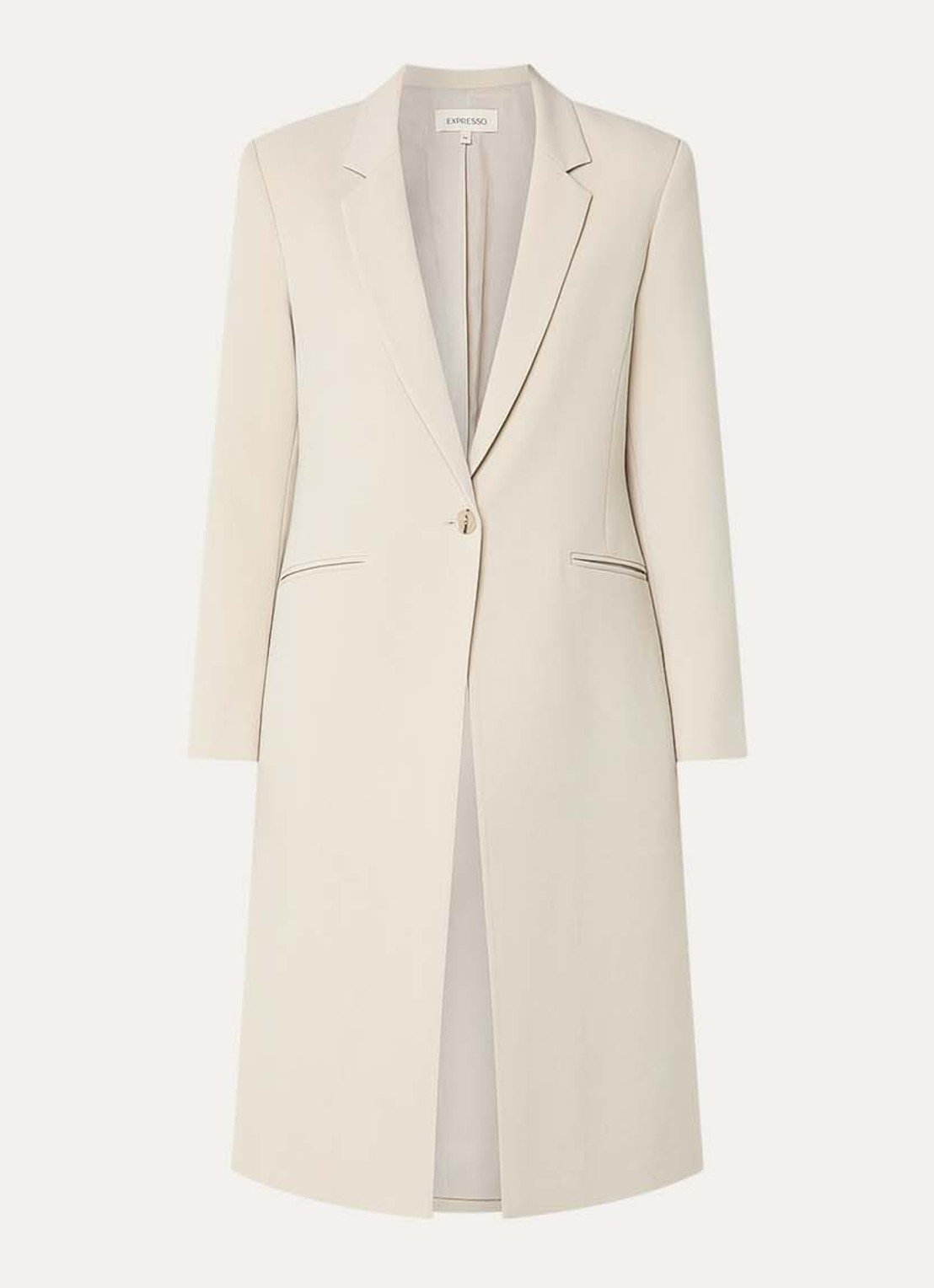 Expresso Single breasted blazer met paspelzakken - voorkant 3 beige