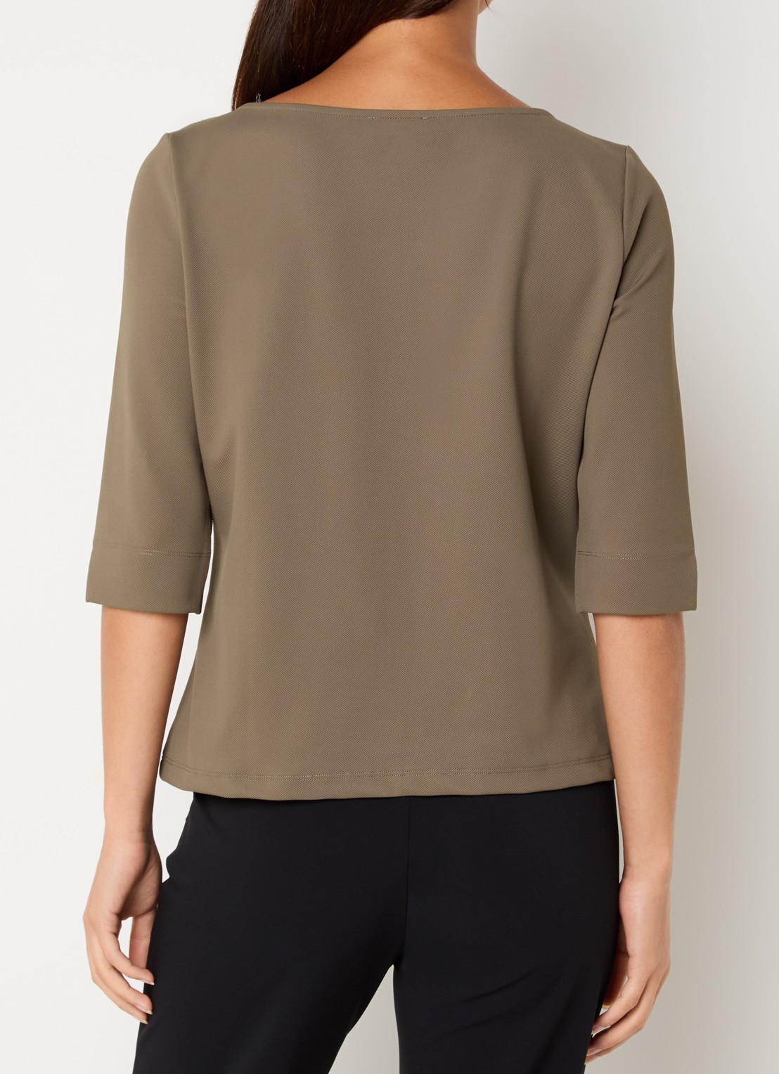 Expresso T-shirt met boothals - achterkant 3 mosgroen
