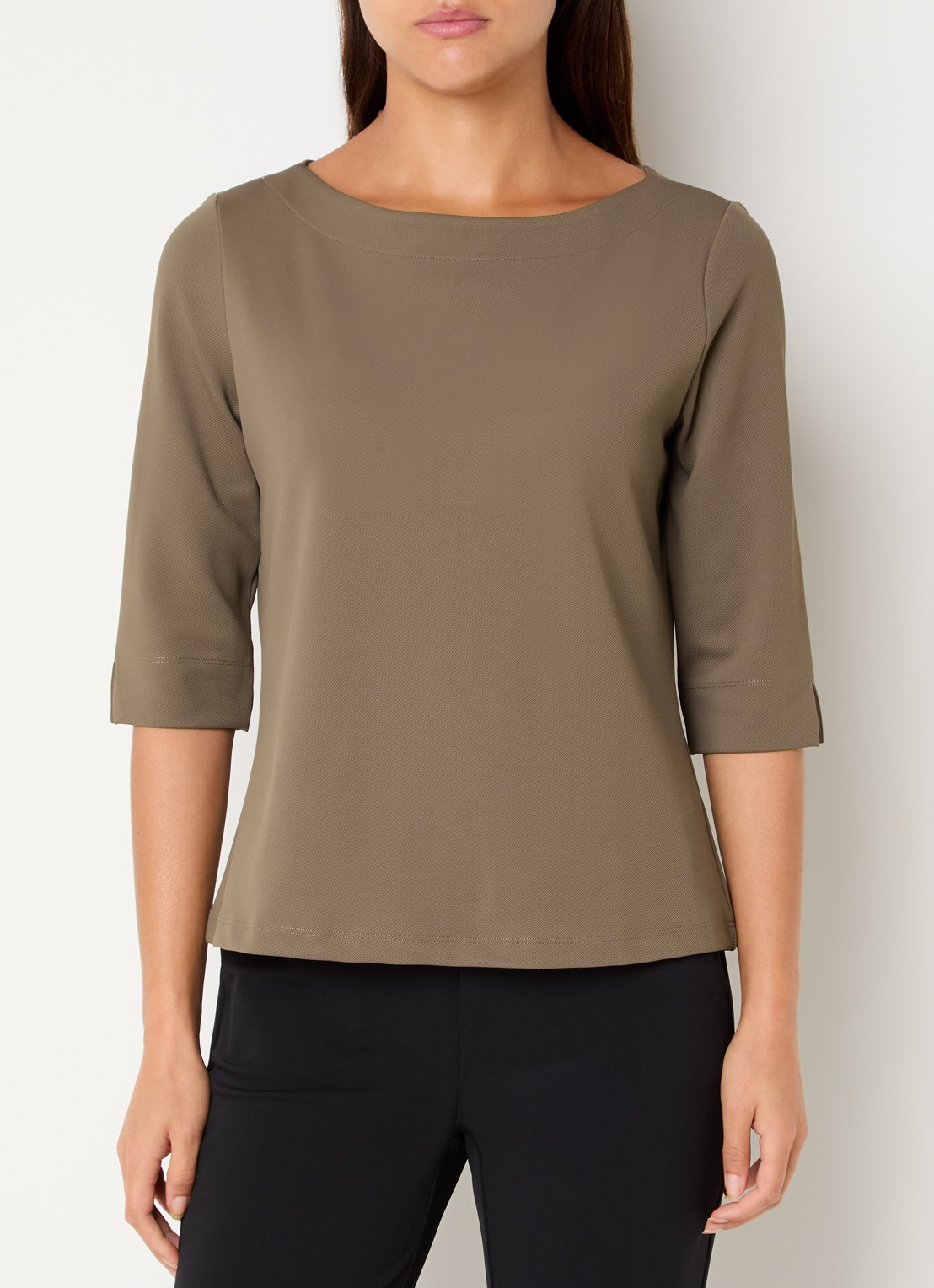 Expresso T-shirt met boothals - detail 4 mosgroen