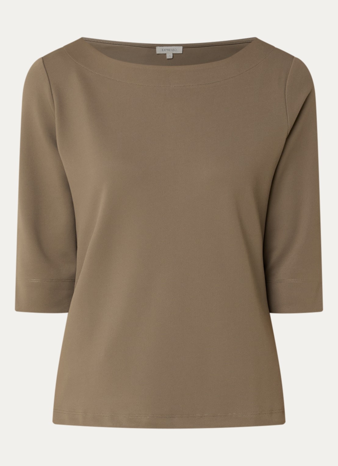 Expresso T-shirt met boothals - voorkant mosgroen