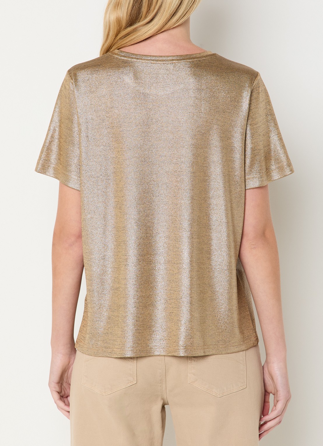 Expresso T-shirt met lurex - achterkant lichtbruin