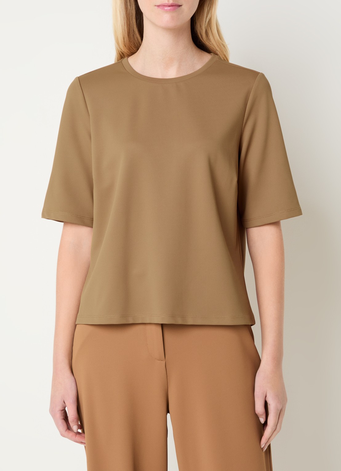 Expresso T-shirt met ronde hals - detail 2 camel