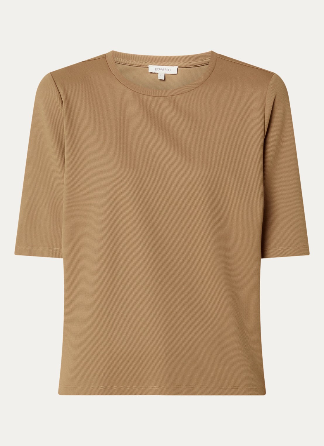 Expresso T-shirt met ronde hals - voorkant 3 camel