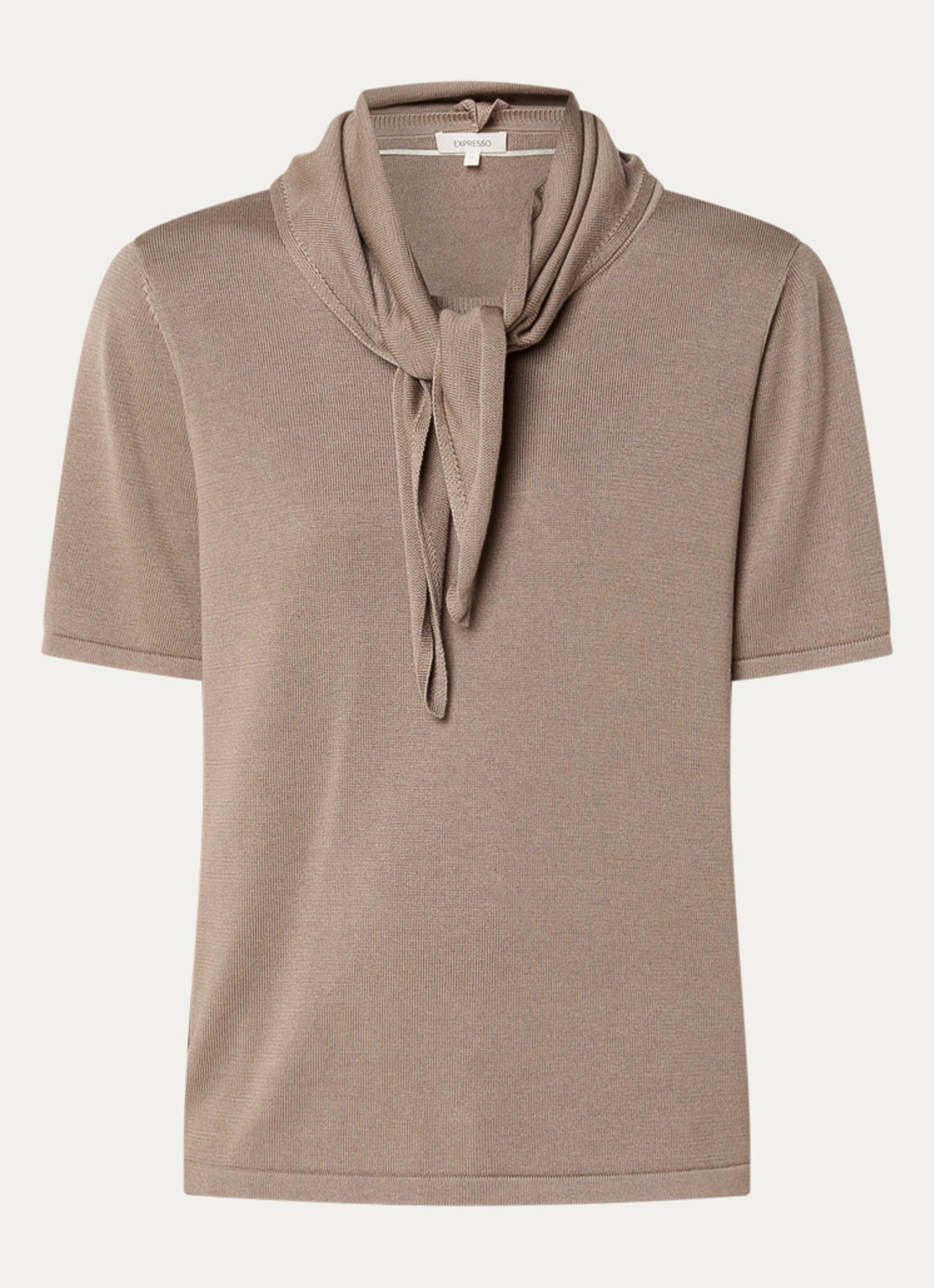 Expresso T-shirt met sjaalkraag - voorkant 2 zand