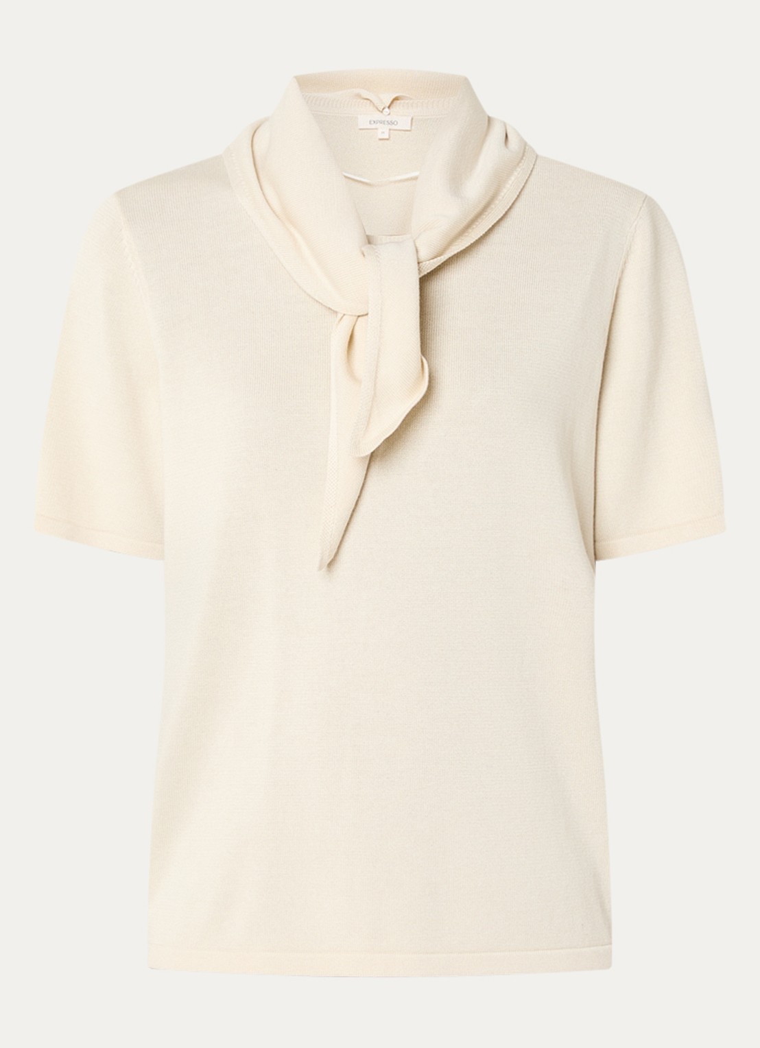 Expresso T-shirt met sjaalkraag - voorkant 2 vanillegeel