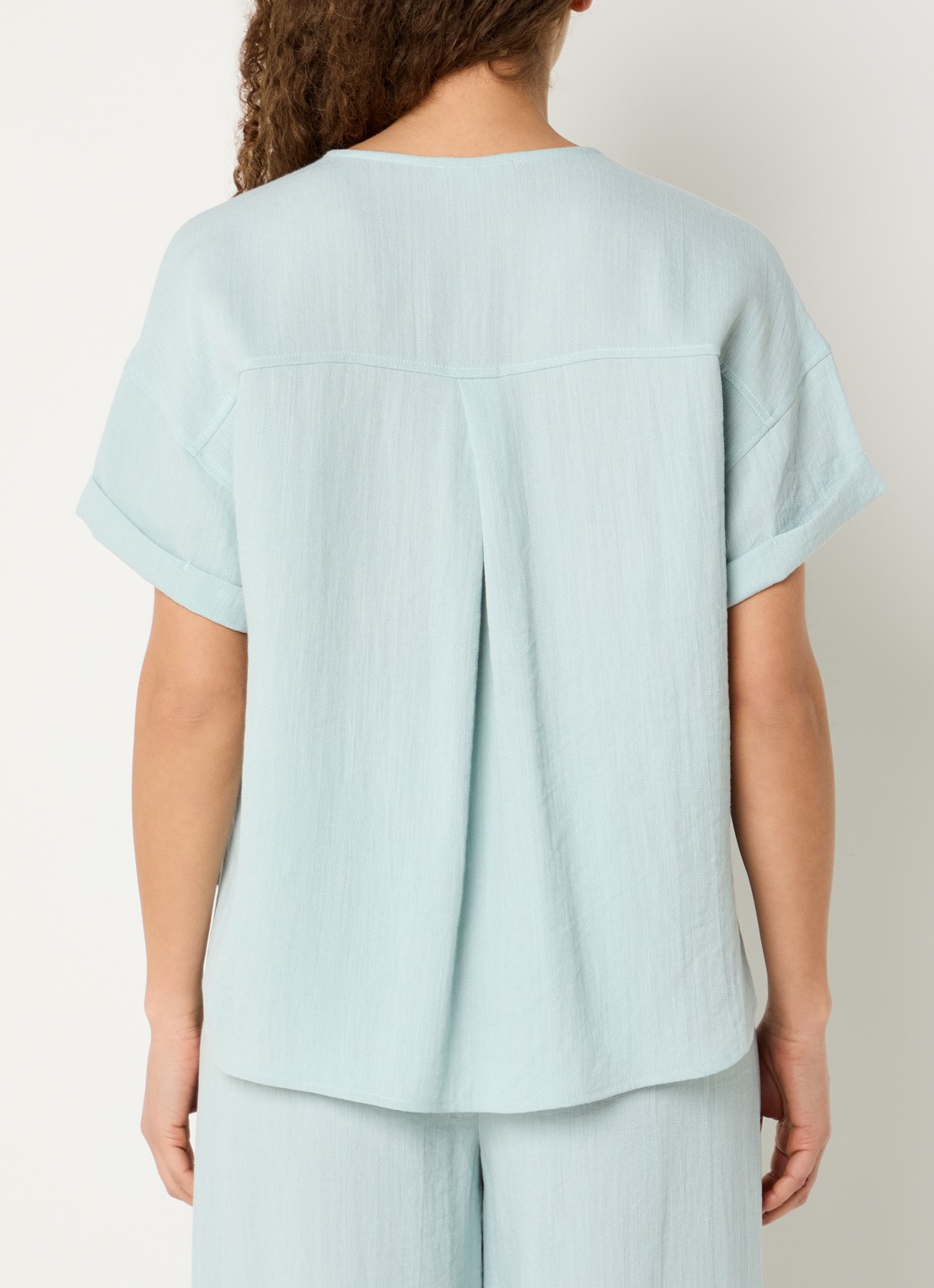Expresso Top in linnenblend met vlindermouw - achterkant 4 mint
