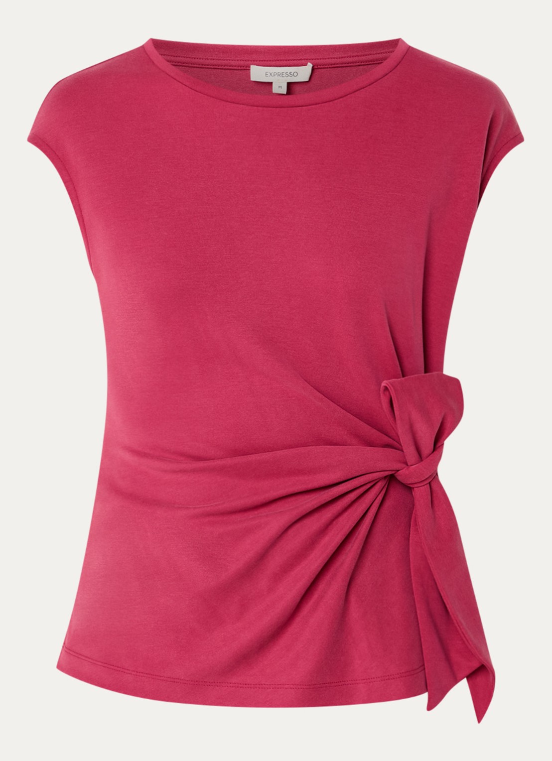 Expresso Top met knoopdetail - voorkant 2 kersenrood