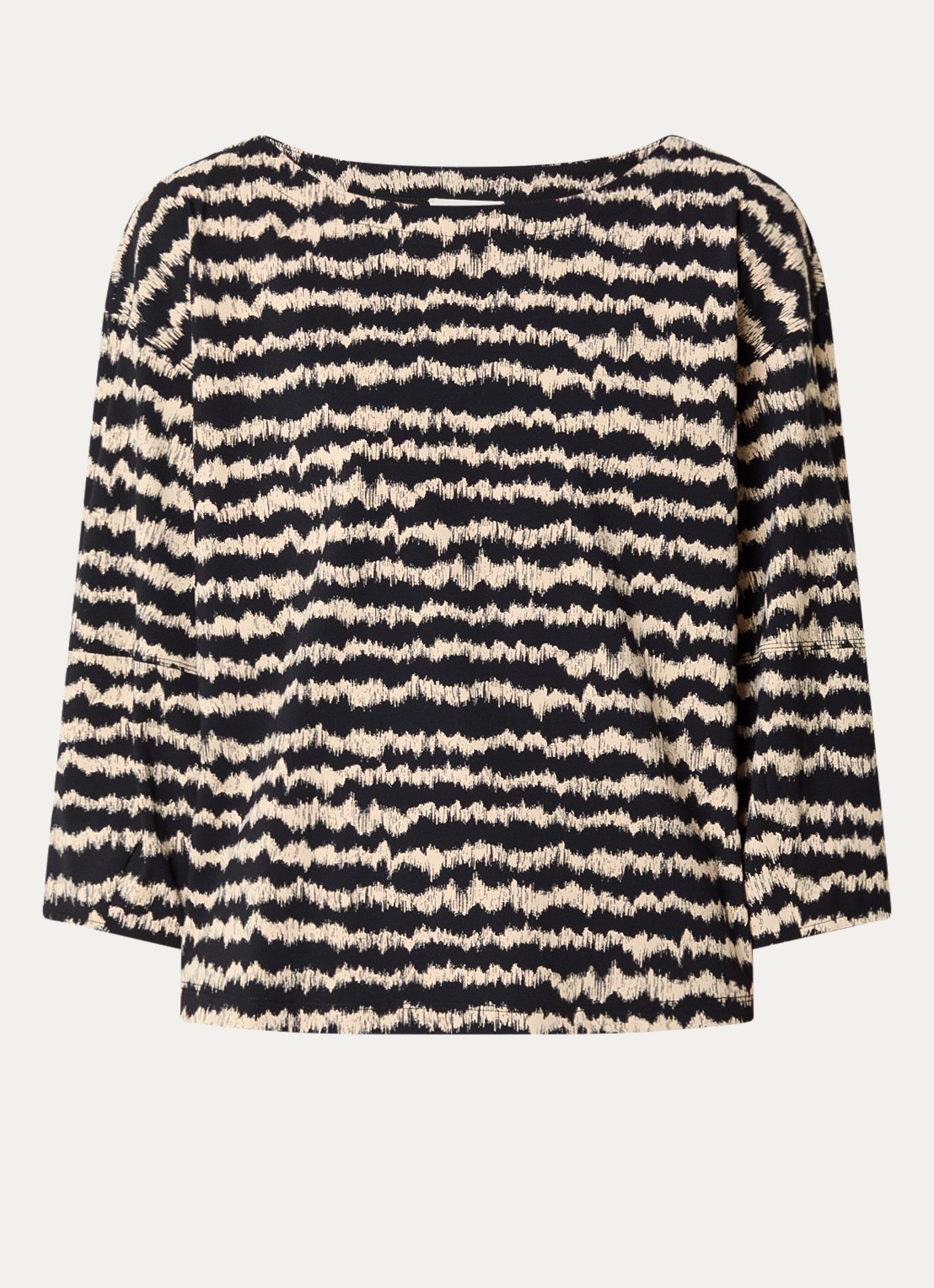 Expresso Top met print en ballonmouw - voorkant zwart