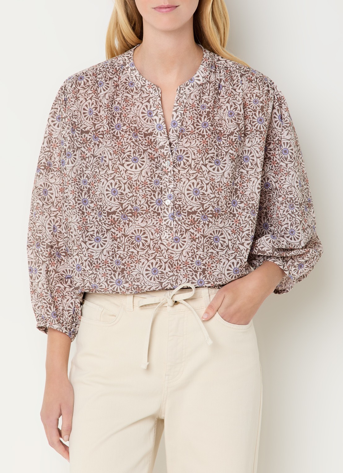 Expresso Tuniek met bloemenprint - detail 3 beige