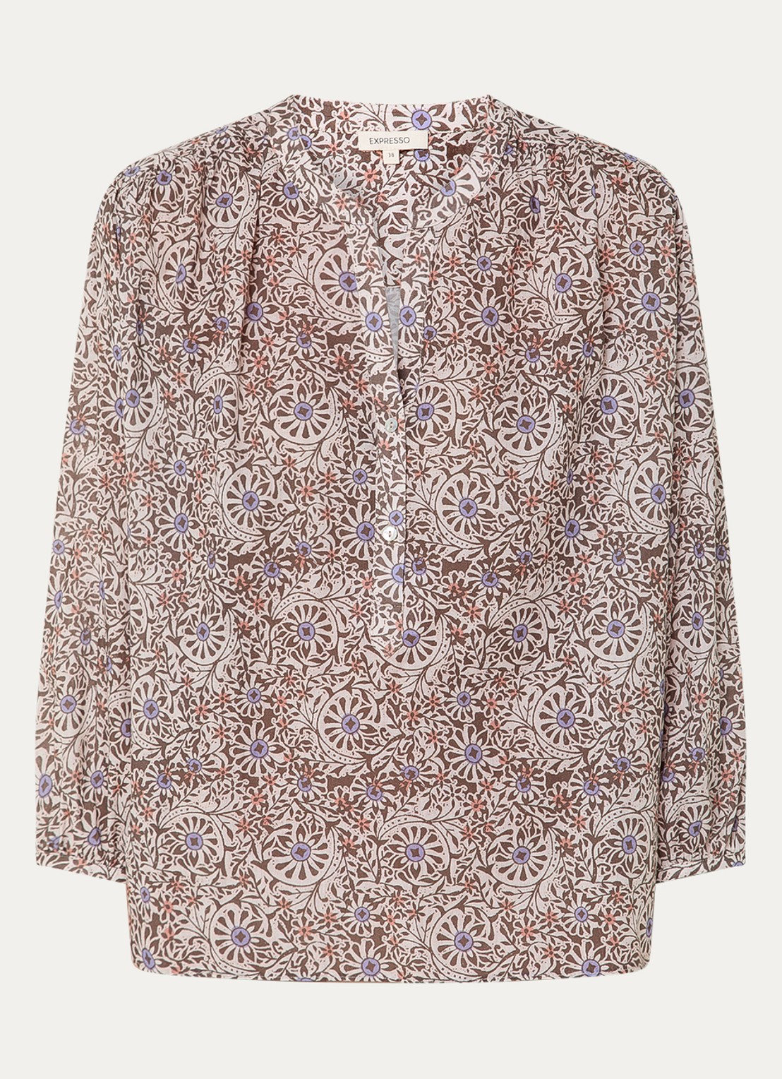 Expresso Tuniek met bloemenprint - voorkant beige
