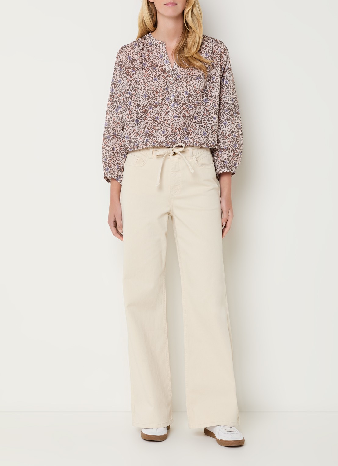 Expresso Tuniek met bloemenprint - voorkant 2 beige