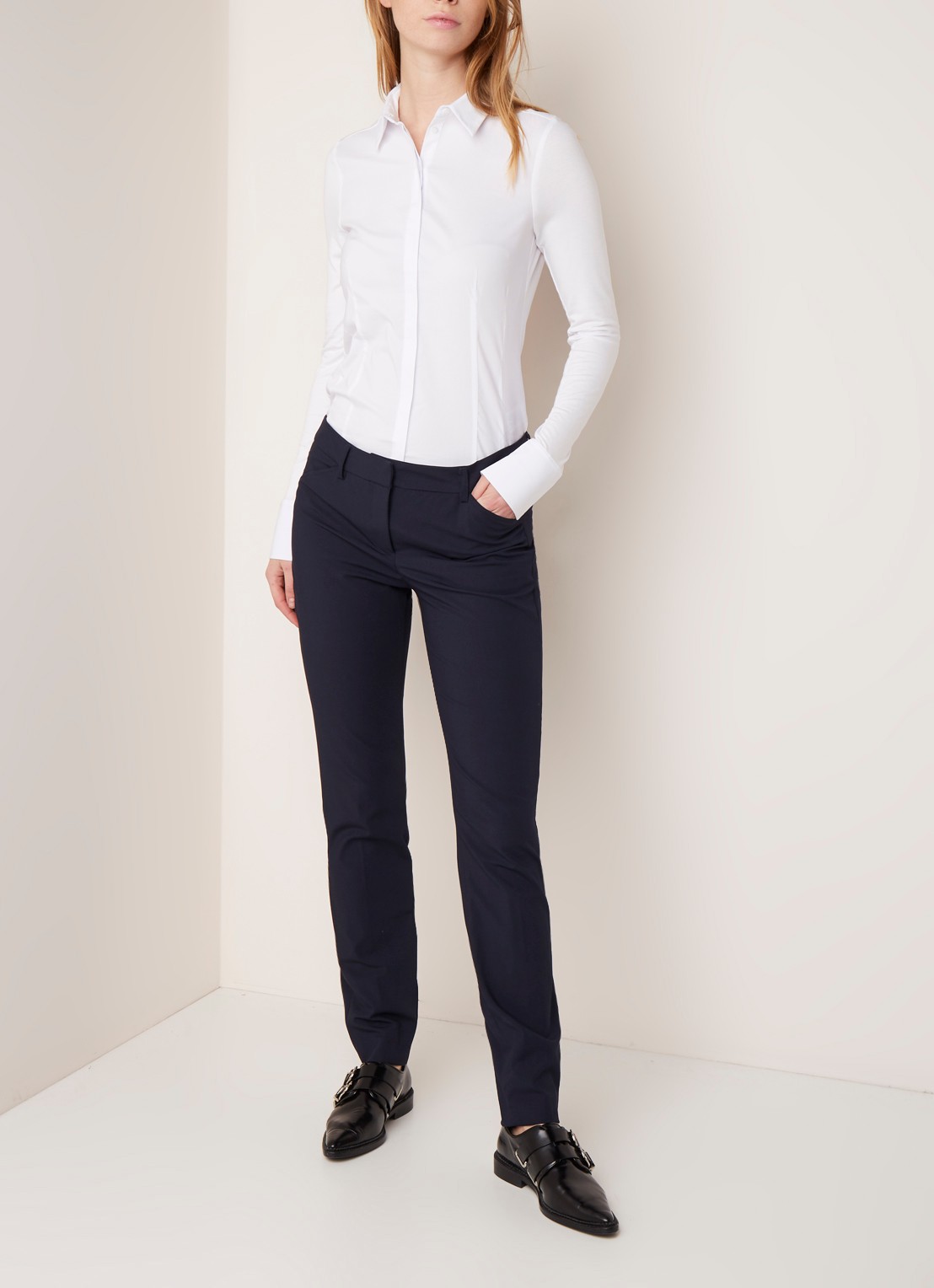 Expresso Xani blouse met jersey mouw - voorkant 2 wit