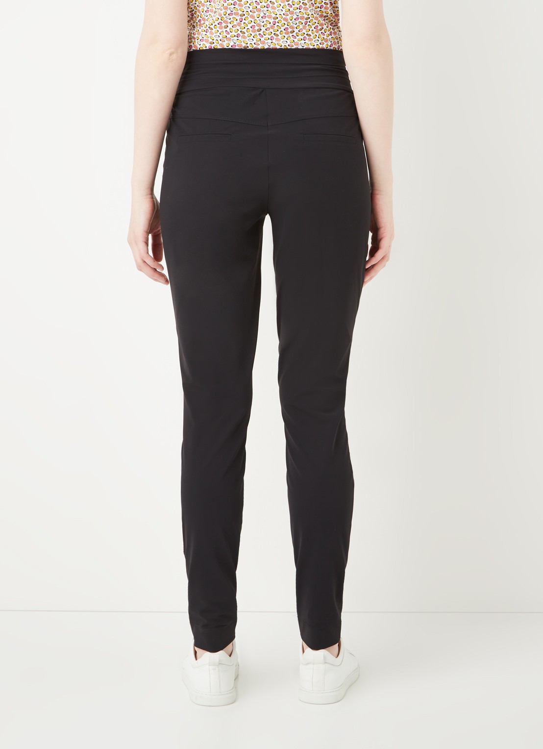 Expresso Xarah high waist slim fit pantalon van travel jersey - achterkant zwart