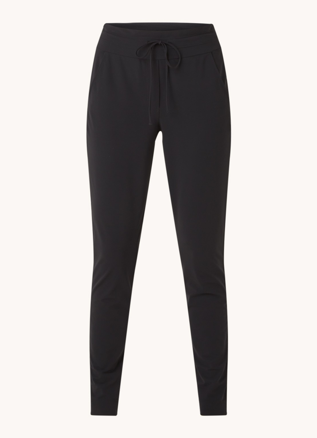 Expresso Xarah high waist slim fit pantalon van travel jersey - voorkant 2 zwart