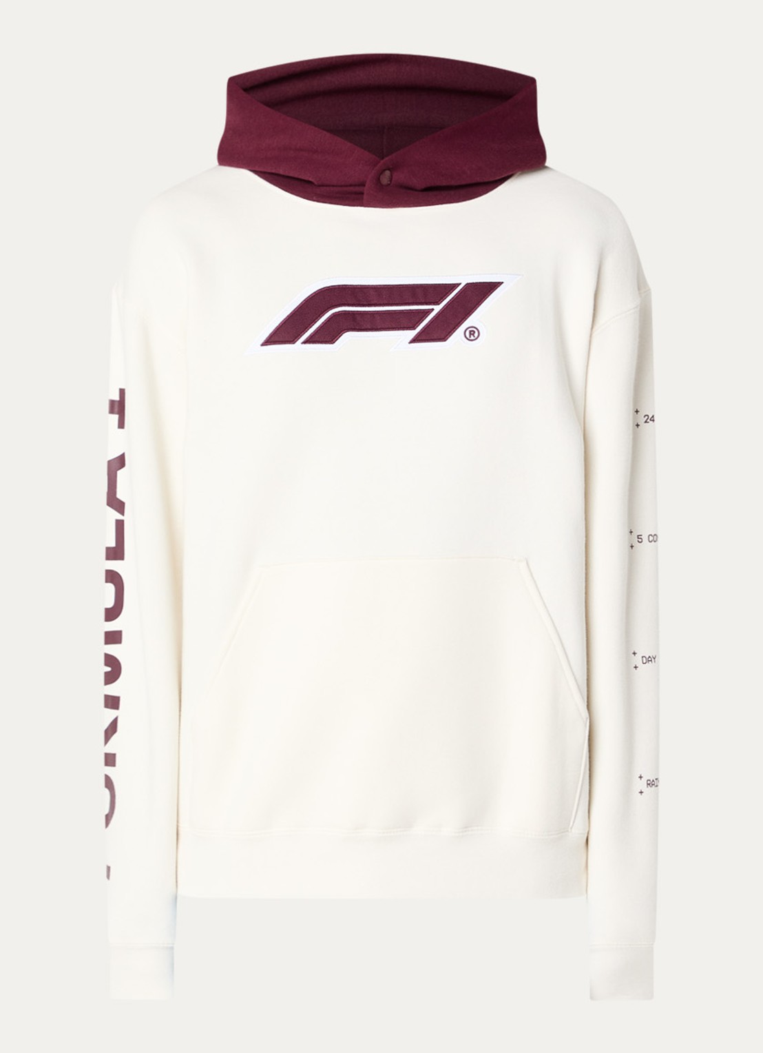 F1 All Hands hoodie met logo- en backprint - voorkant creme