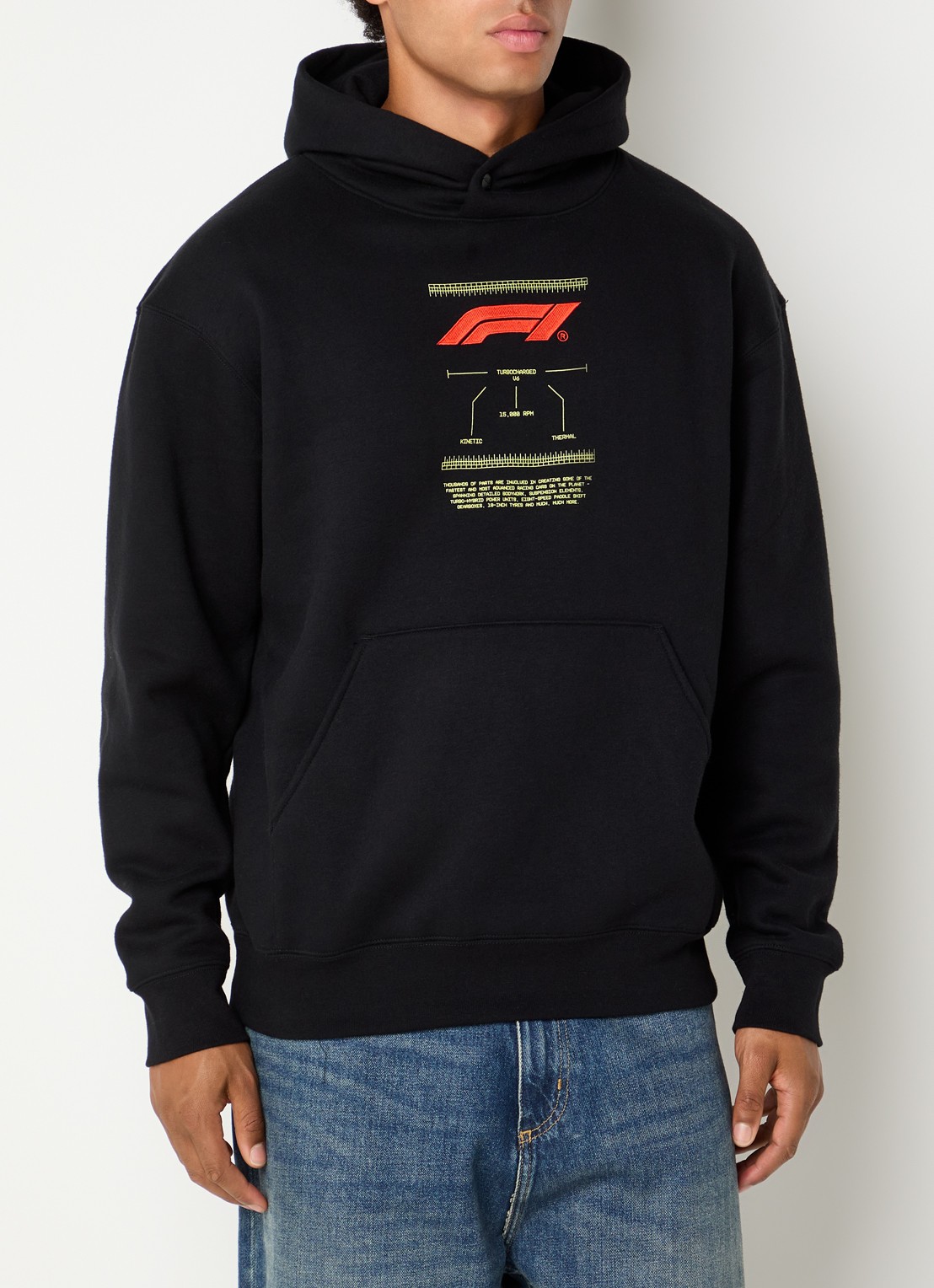 F1 Turbocharged hoodie met logo- en backprint - achterkant zwart