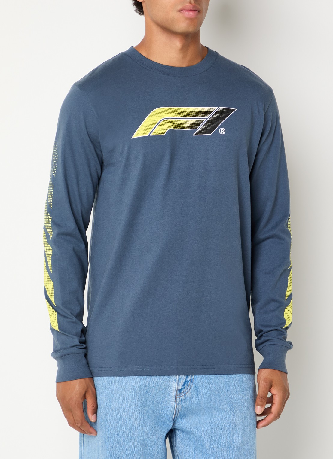 F1 Victory longsleeve met logo- en backprint - achterkant 4 staalblauw