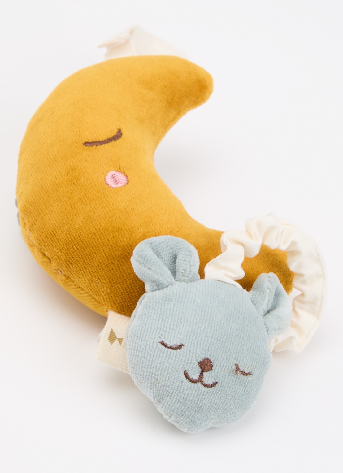 Fabelab Bear Moon muziekknuffel 24 cm  - voorkant 2 blauw