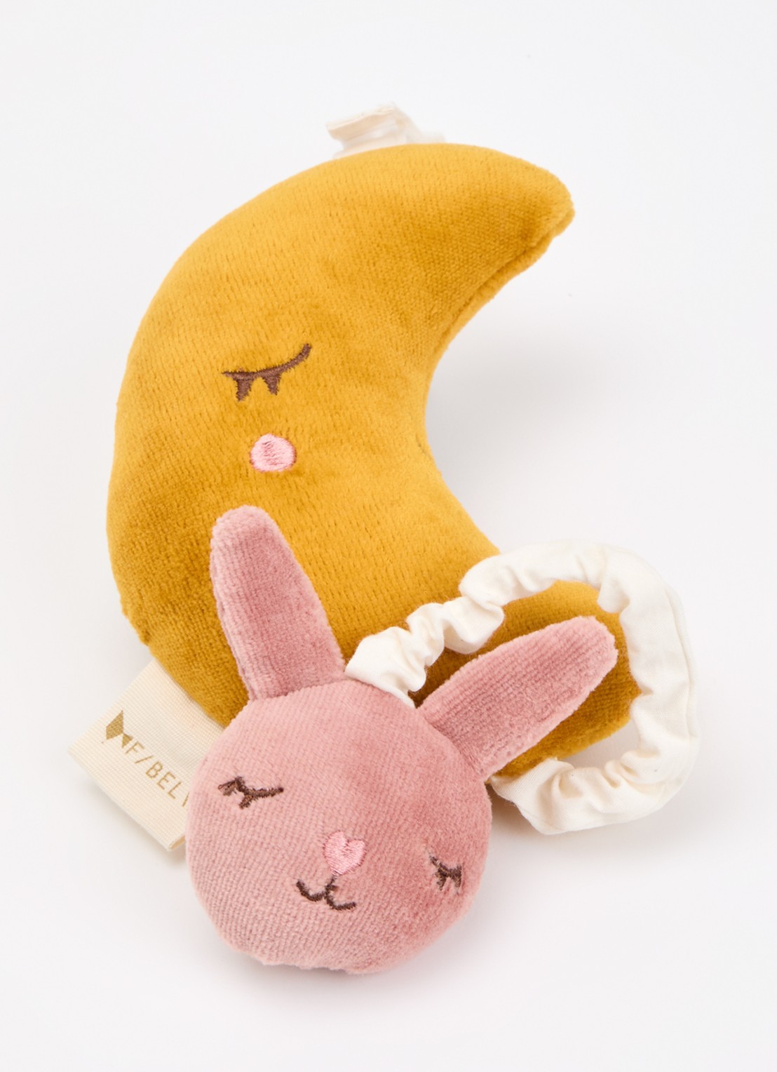 Fabelab Bunny Moon muziekknuffel 24 cm  - voorkant 2 roze
