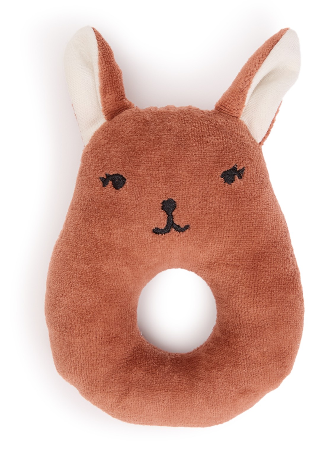 Fabelab Bunny rammelaar 14 cm - voorkant oranjebruin