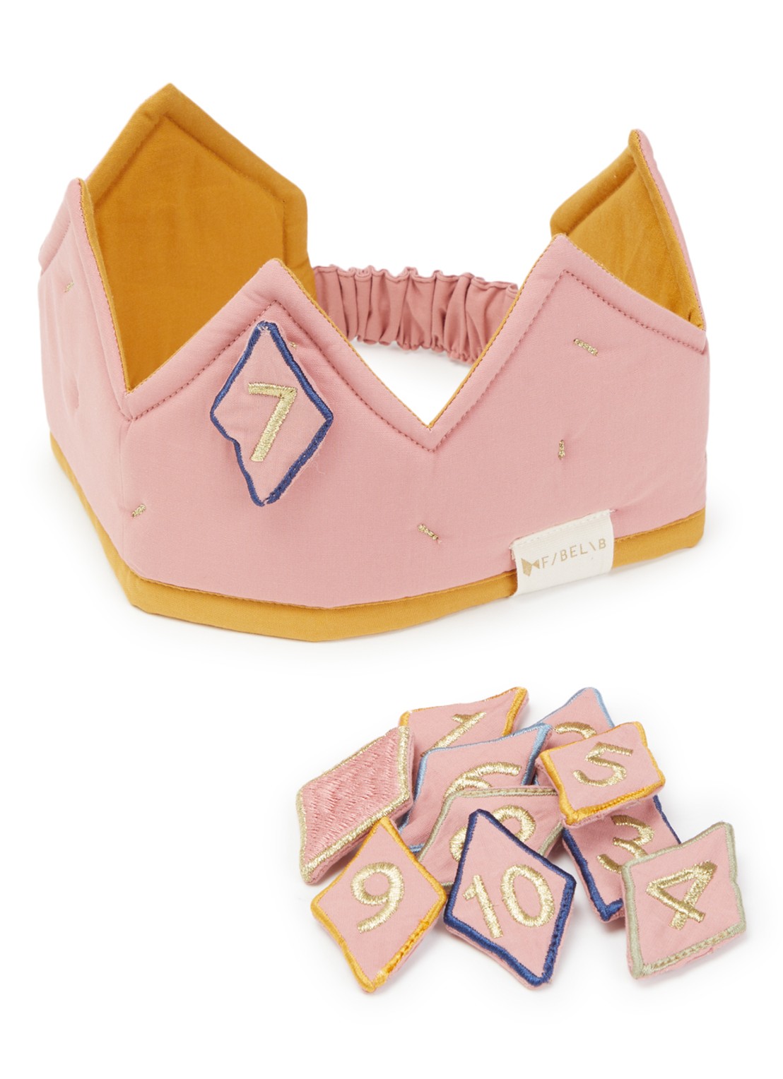 Fabelab Celebration Crown Baby hoed met applicatie - voorkant oudroze