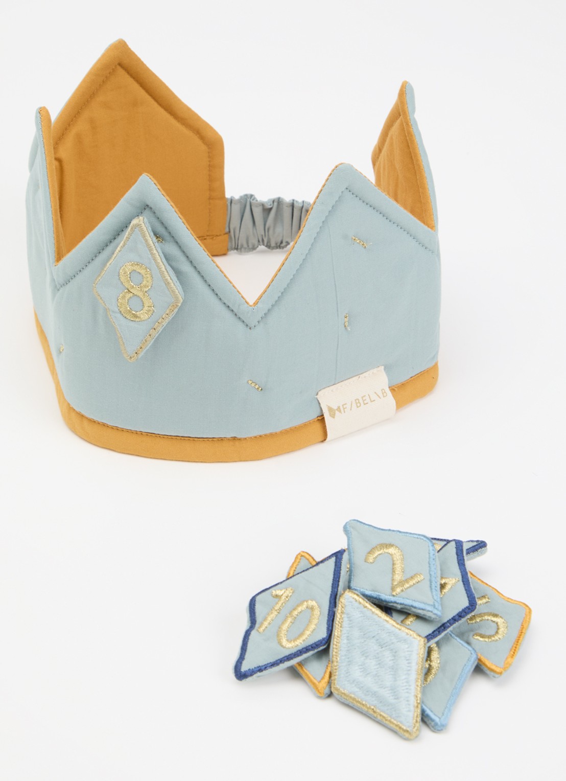 Fabelab Celebration Crown Baby hoed met applicatie - voorkant 2 lichtblauw