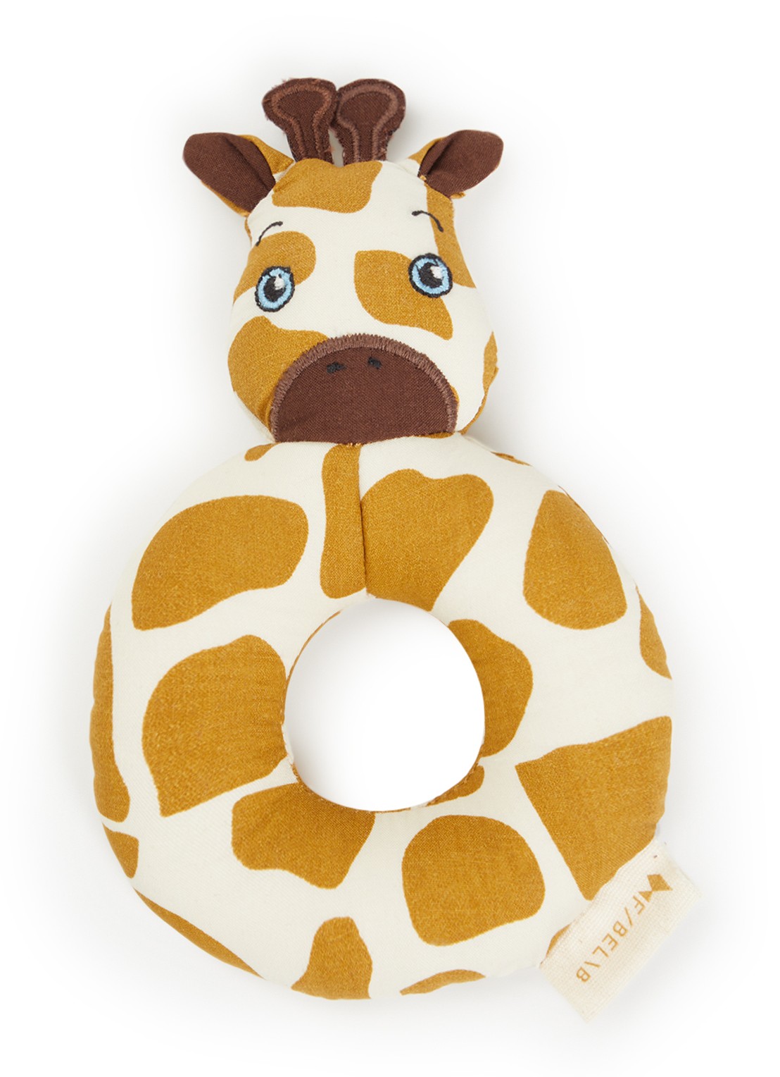 Fabelab Giraf rammelaar 16 cm - voorkant camel