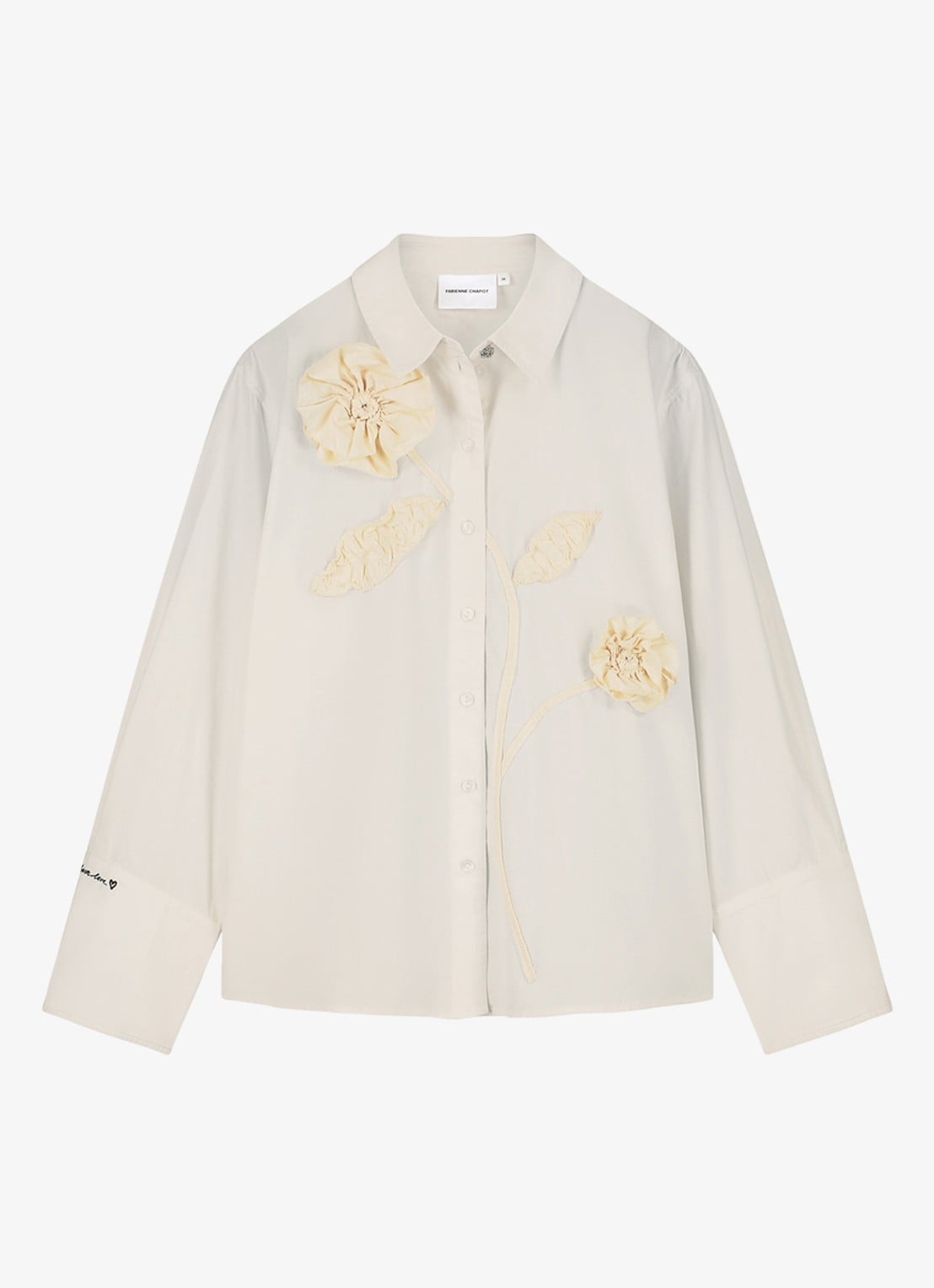 Fabienne Chapot Alex blouse met applicatie - voorkant 4 gebroken wit
