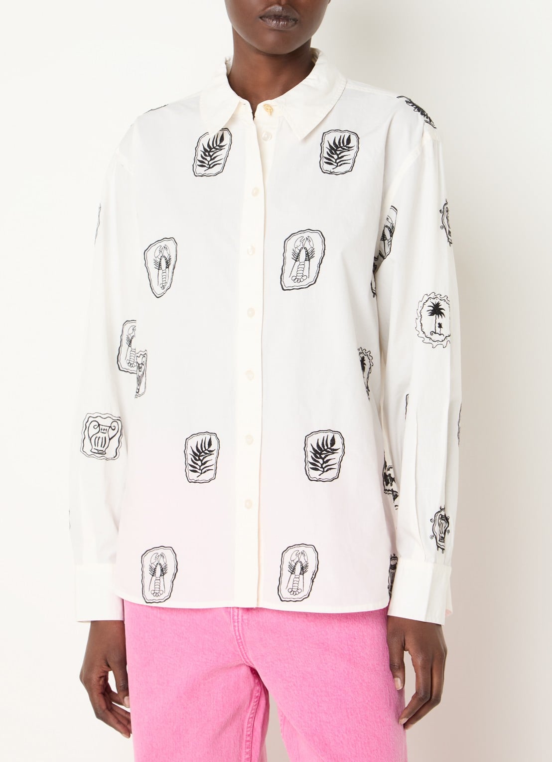 Fabienne Chapot Alex blouse met borduring - detail 3 gebroken wit